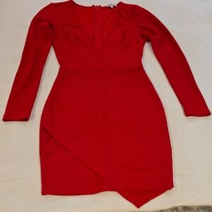 Charlotte Russe Bold Red Long Sleeve Dress
